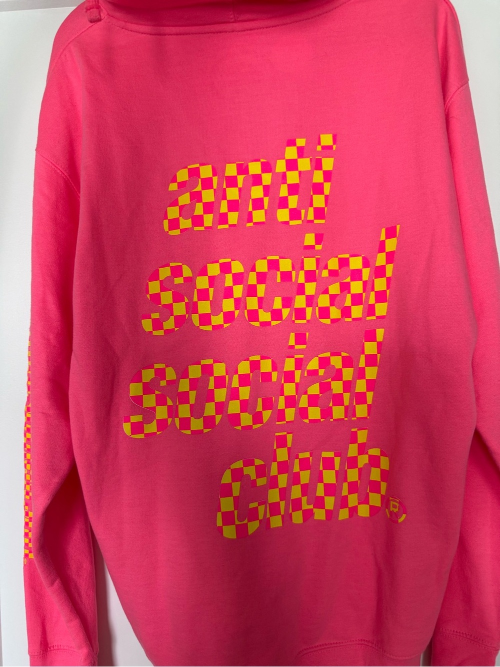 Anti Social Social Club Neon Pink Hoodie with Yellow Graphic